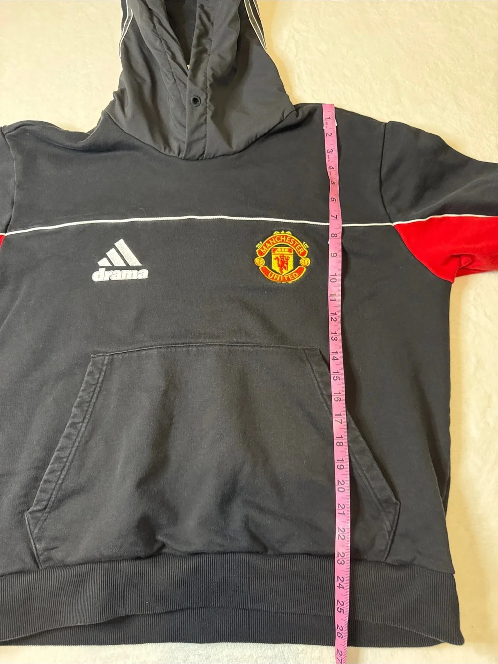 Adidas X Drama Manchester United Black & Red Call Hoodie with Crest